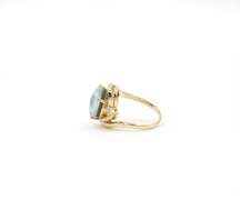 Brilliant Opal Doublet & Diamond Ring in 14K