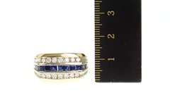14K Yellow Gold 2.84 Ctw Princess Sapphire Diamond Squared Ring