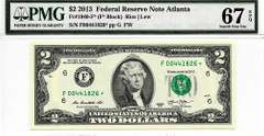 Superb Gem Crisp $2 2013 Star Note FRB Atlanta PMG 67 EPQ-Series Key!