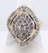 Dazzling Yellow Gold Baguette and RBC Diamond Cluster Ring