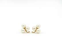 Dazzling Pearl Cluster Earrings in 14K