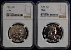 1961 And 1962 Franklin Half Dollars NGC PF68