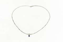 18K White Gold 1.00 Ctw Oval Sapphire Diamond Bar Link Necklace