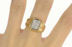 14K Yellow Gold 0.50 Ctw Diamond Squared Statement Ring