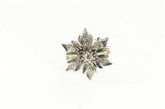 14K Yellow Gold Retro Diamond Flower Snow Flake Cocktail Ring