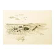 Wayne Ensrud "Burgundian Village of Vosne-Romanee, Burgundy" Pencil Original Artwork; Hand Signed; COA