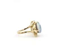 Brilliant Opal Doublet & Diamond Ring in 14K
