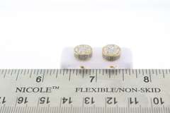 Circular Baguette Diamond Earrings edged with 14k Yellow Gold and Round Diamonds