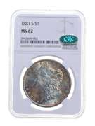 MS62 1881-S Morgan Silver Dollar - CAC - Graded NGC