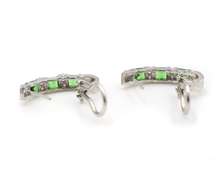 Fantastic White Gold Tsavorite Garnet and Diamond Hook earrings
