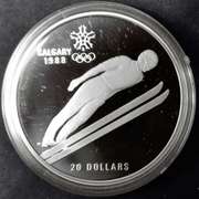 1987 Canada $20 Winter Olympic Games Sterling Silver Proof Coin Bobsled