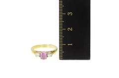 14K Yellow Gold 0.69 Ctw Pink Sapphire Diamond Engagement Ring