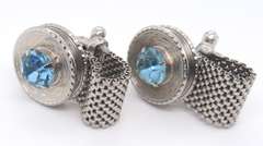 Vintage Sterling Silver Gemstone Cufflinks