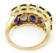 Dramatic Wide 14K Tanzanites & Diamonds Ring, 7