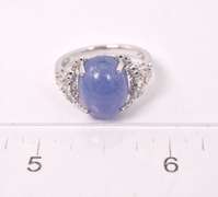 Fantastic 8.87CTS Tanzanite and 0.40CTW Diamond Ring in Sterling Silver