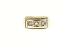 10K Yellow Gold Squared Retro Diamond Two Tone Statement Ring
