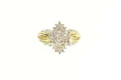 14K Yellow Gold 0.50 Ctw Diamond Cluster Classic Statement Ring