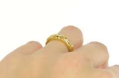 18K Yellow Gold 0.22 Ctw Diamond Geometric Wedding Band Ring