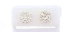 Round Cluster Diamond Earrings with 14k Yellow Gold