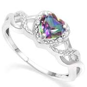 925 STERLING SILVER 0.82 CT MYSTIC GEMSTONE & DIAMOND COCKTAIL RING