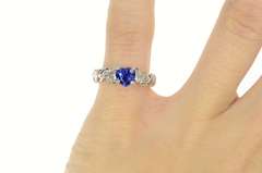 Platinum Heart Tanzanite Diamond Accent Engagement Ring