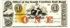 Superb Crisp 1800's $1 Office Of S.C. Railroad -Scarce Two Digit Serial Number!