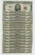 16 Series of 1953 Small Size $5 Red Seal notes