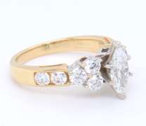 Significant Yellow Gold Marquise Center Diamond Ring