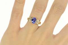 14K Yellow Gold Oval Simulated Sapphire CZ Statement Ring