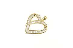 10K Yellow Gold 1.00 Ctw Baguette & Round Diamond Heart Pendant