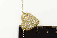 18K Yellow Gold 2.28 Ctw Pave Diamond Heart Love Chain Necklace
