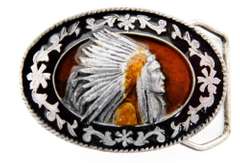Vintage 1985 Siskyou Indian Head Belt Buckle