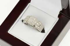 14K White Gold 1.01 Ctw Princess Diamond Pave Engagement Ring