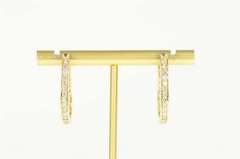 14K Yellow Gold 1.26 Ctw Diamond Curvy Inside Outside Hoop Earrings