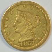 Very scarce 1851-O US $2.50 Liberty Gold Piece