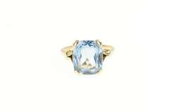10K Yellow Gold 1940's Classic Syn. Blue Topaz Statement Ring
