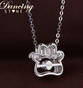 SOLID STERLING SILVER WITH PINK ENAMEL DOG PAW PENDANT