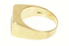 14K Yellow Gold 0.75 Ctw Retro Diamond Squared Textured Ring