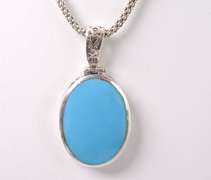 Sterling Silver Blue Gemstone Necklace.