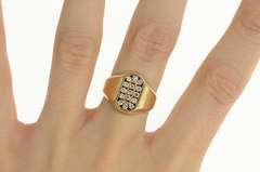 14K Yellow Gold 0.45 Ctw Retro Diamond Squared Oval Halo Ring