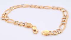 Exceptional Yellow Gold Diamond Cut Figaro Bracelet