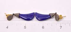 Brilliant 26.58CTW Natural Lapis & 0.49CTW Diamond Earrings in Gold Plated Sterling Silver