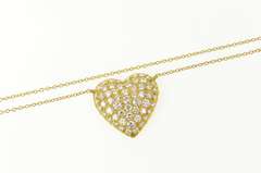 18K Yellow Gold 2.28 Ctw Pave Diamond Heart Love Chain Necklace