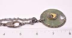 Incredible Vintage Jadeite and Diamond Pendant with Beaded Labradorite Necklace in Gold Plated Sterling Silver