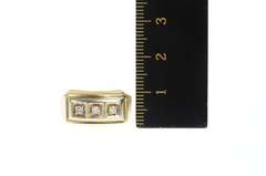 10K Yellow Gold Squared Retro Diamond Two Tone Statement Ring