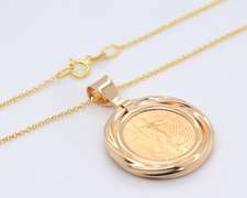 2002 $5 Gold Walking Liberty Gold Frame Pendant on Chain