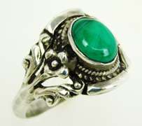 Prettiest Vintage Sterling Malachite Ring, Size 7.25