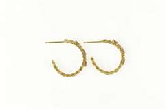 14K Yellow Gold Diamond Ruby Rope Chain Semi Hoop Earrings