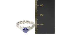 Platinum Heart Tanzanite Diamond Accent Engagement Ring