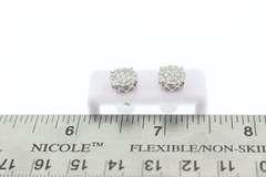 Large Round Cluster Diamond 14k White Gold Earrings
